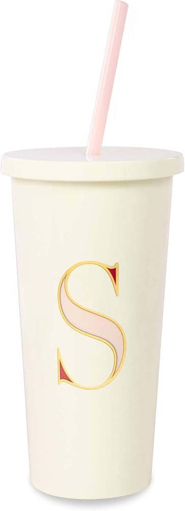 Kate Spade New York Insulated Initial Tumbler with Reusable Straw, 20 Ounce Acrylic Travel Cup with  | Amazon (US)