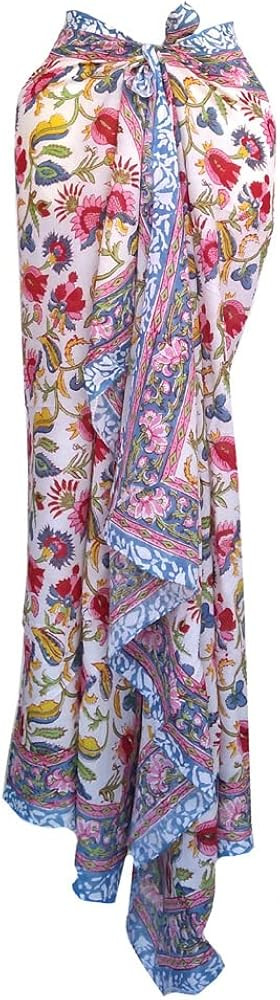 Rastogi Handicrafts 100% Cotton Hand Block Print Sarong Womens Swimsuit Wrap Cover Up Long (73" x... | Amazon (US)