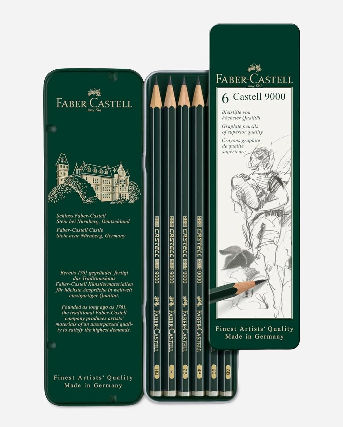 Faber-Castell - Castell 9000 Art Set Pencil (Pack of 6), Green | Amazon (US)