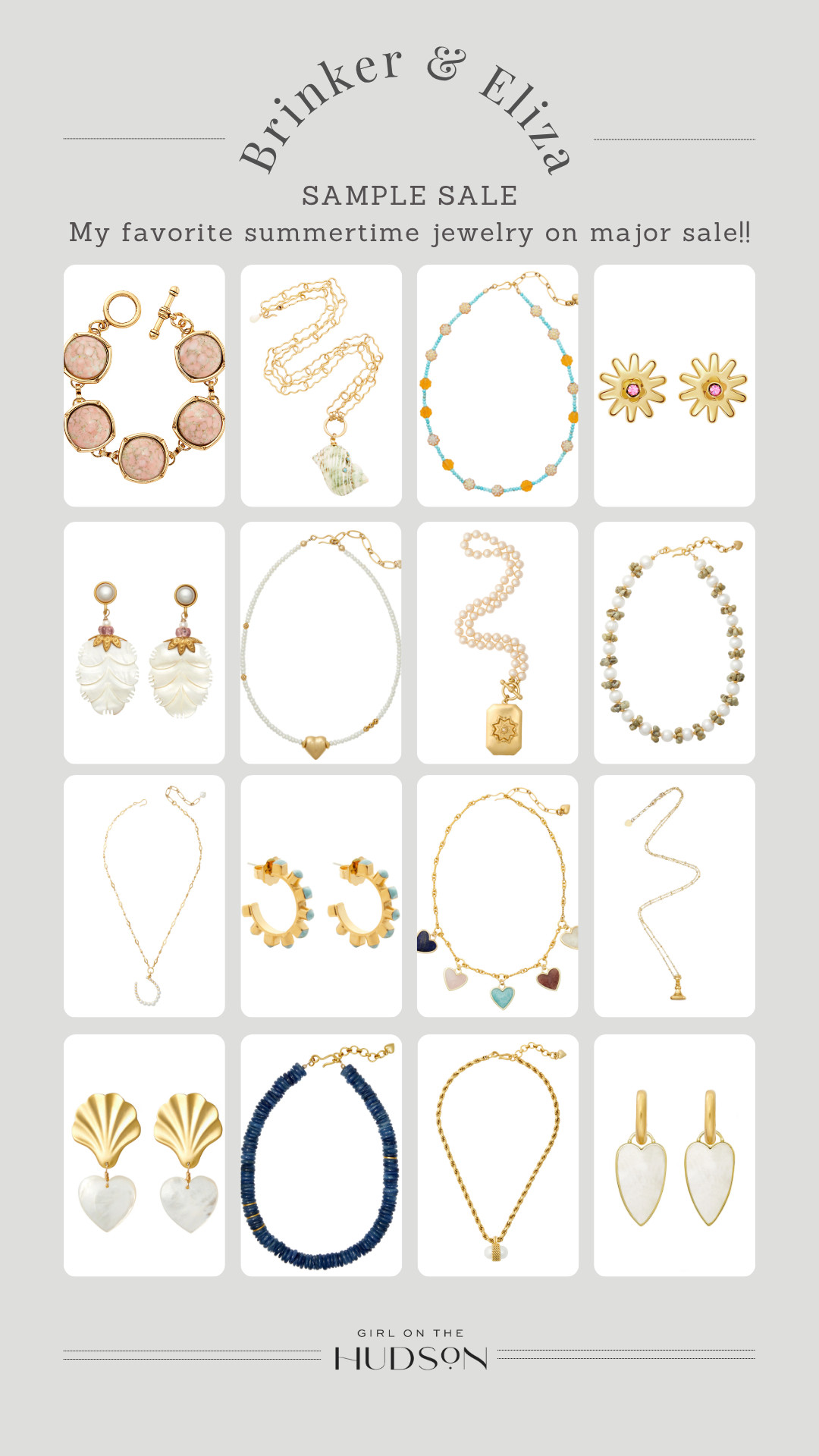 Brinker & Eliza sample sale! My favorite statement jewelry that I live in all summer long is on major sale. Bracelets, necklaces and earrings that you'll love!! 

Grab now to layer on in the summer months (makes a great Mother's Day gift too!!)  

 #LTKmomlife #LTKSeasonal #LTKSaleAlert