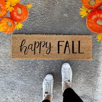 Skinny Doormat, Fall Doormat, Small Happy Welcome Mat, Playhouse Doormat Layering Rug, For Small Porch | Etsy (US)