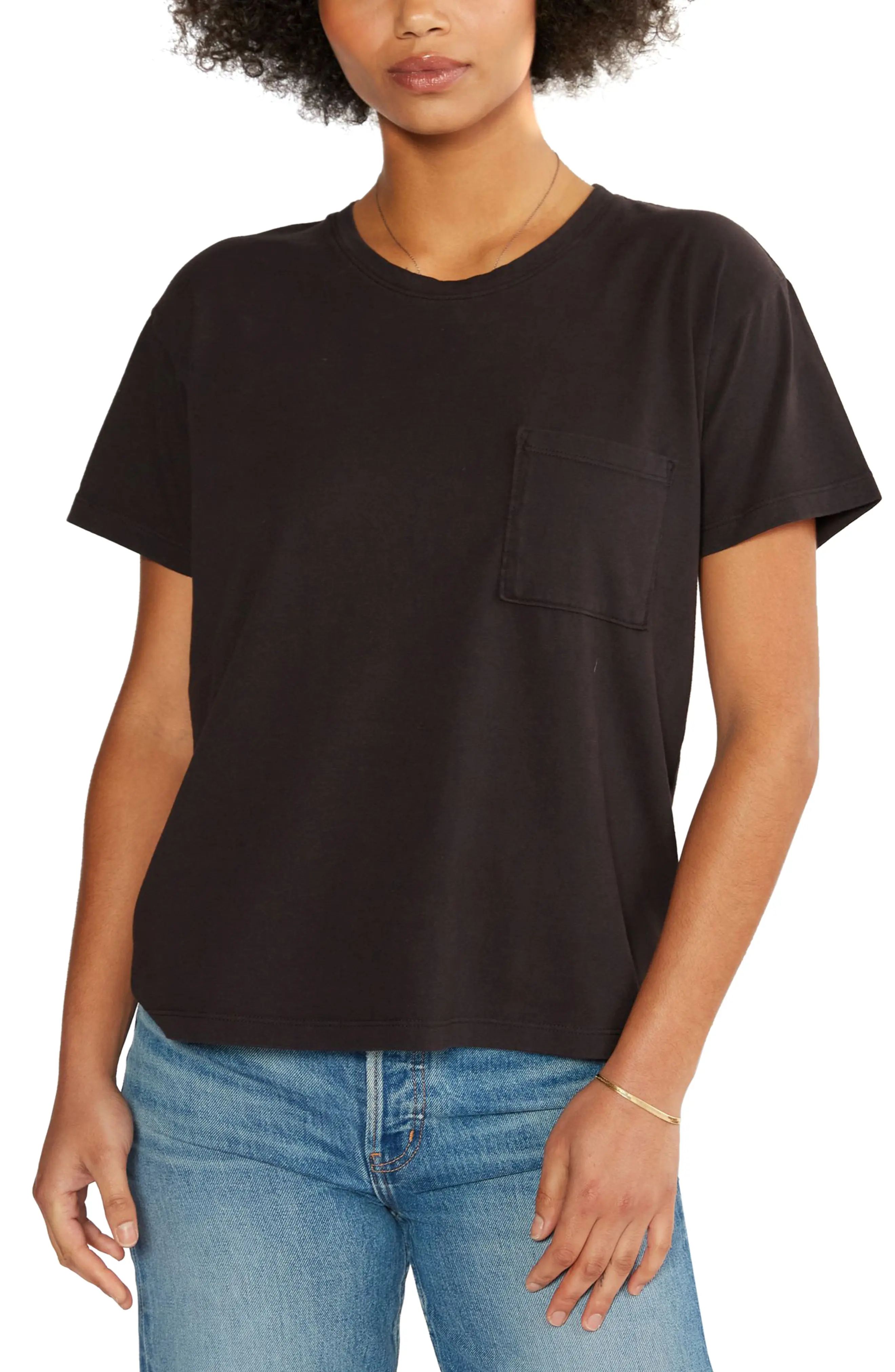 Women's Etica Avril Organic Cotton Pocket T-Shirt, Size Large - Black | Nordstrom
