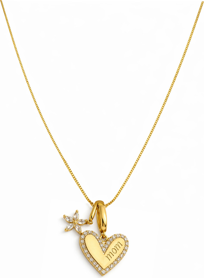 Sophia MOM Pavé Heart & Floral Charm Necklace | Nordstrom
