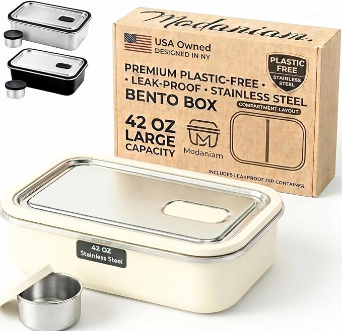 Stainless Steel Bento Box, Stainless Steel Lunch Box for Adults, 42 OZ, Metal Lunch Box, Lunch Co... | Amazon (US)