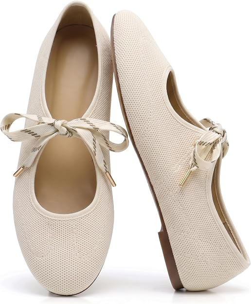 Lace up Ballet Flats for Women Round Toe Mary Jane Ballerina Flats | Womens Flats Sneaker Flats M... | Amazon (US)