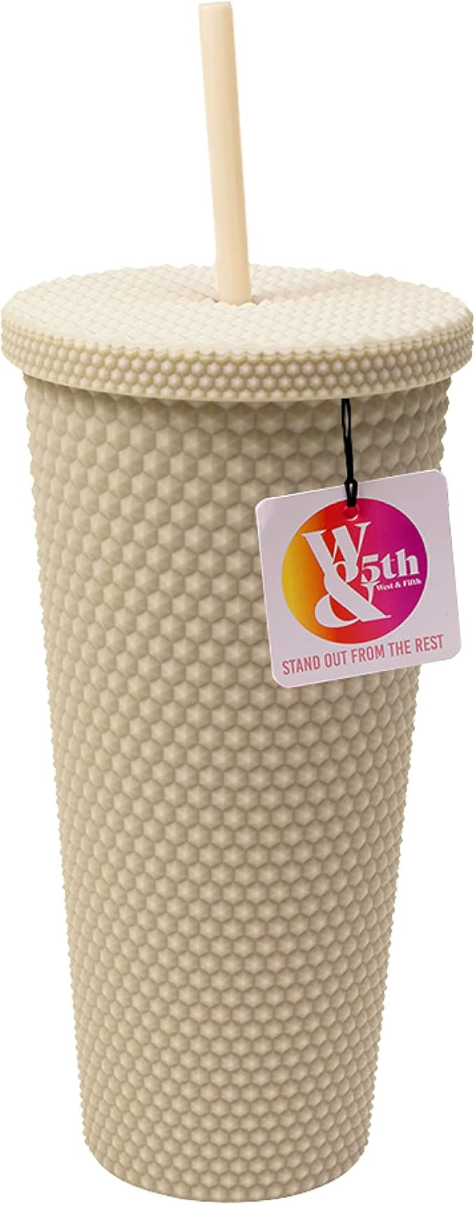 West & Fifth Reusable Tumbler, Studded Tumbler with Lid and Straw, 24-Ounce Volume, (Natural) | Amazon (US)