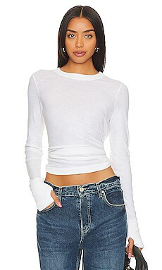 Enza Costa Cashmere Easy Cuffed Crew in White from Revolve.com | Revolve Clothing (Global)