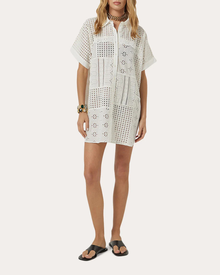 Colbee Broderie Anglaise Mini Shirt Kaftan | Olivela