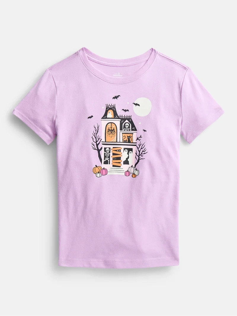 Halloween Girls Graphic Tee with Short Sleeves from Way to Celebrate, Sizes 4-18 & Husky | Walmart (US)