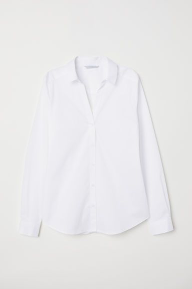 H & M - V-neck Shirt - White | H&M (US + CA)