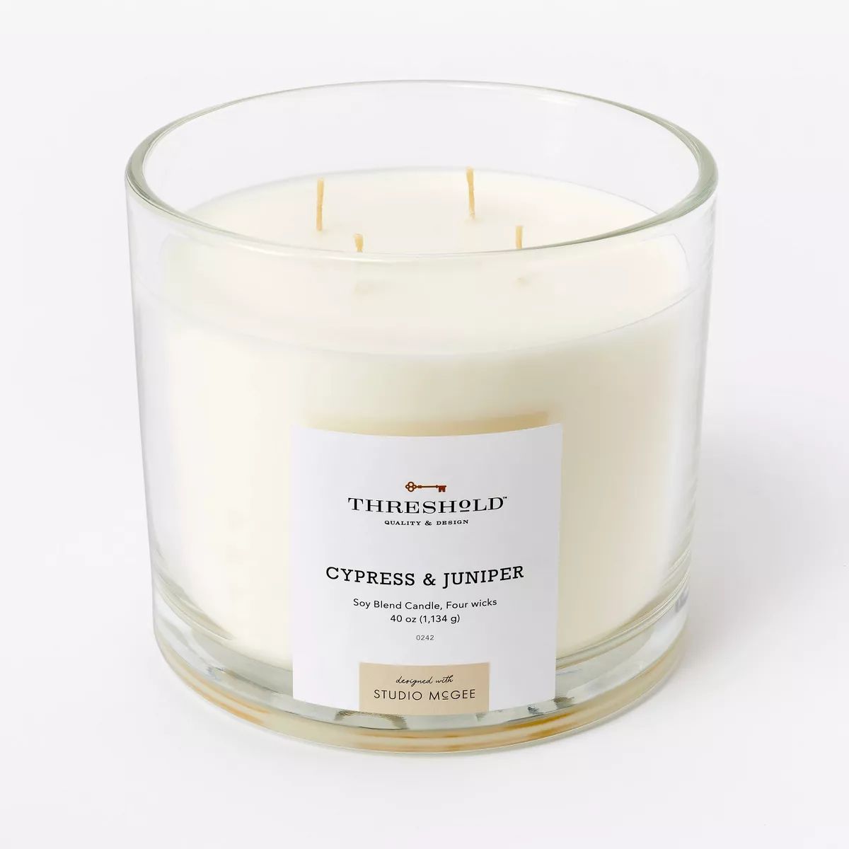 40oz Clear Glass Cypress & Juniper Candle White - Threshold™ designed with Studio McGee | Target