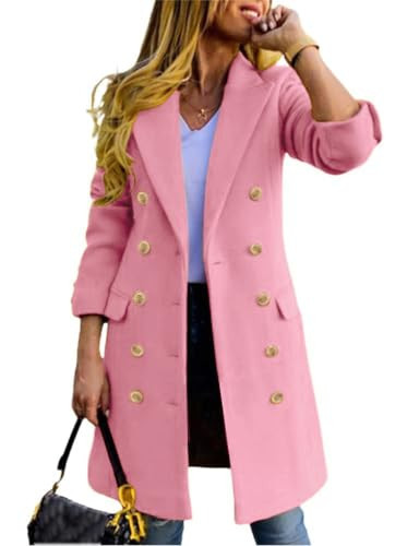 IDEALSANXUN Pink Coats for Women Valentines Day Gifts for Her Spring Fashion Outfits 2025 Wool Blazer Jackets Peacoat Trench Coats(Pink, XXL) | Amazon (US)
