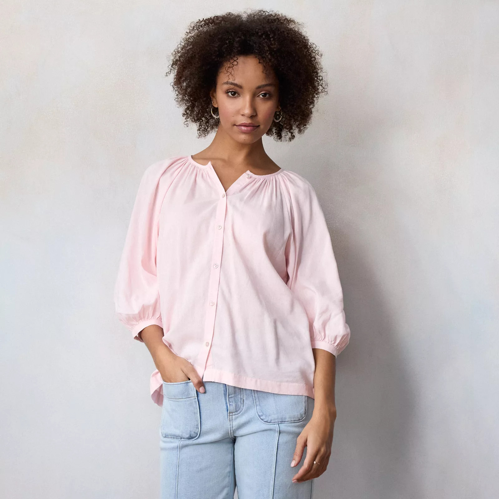 Women's LC Lauren Conrad Raglan Sleeve Button Front Top | Kohl's