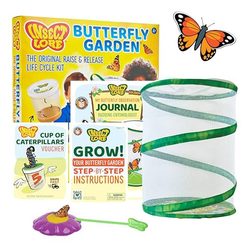 Insect Lore Raise and Release Butterfly Garden Kit – Caterpillar Habitat with redeemable Voucher – STEM-accredited Butterfly Growing Kit for Kids, Classrooms, and Homeschool Learning | Amazon (US)
