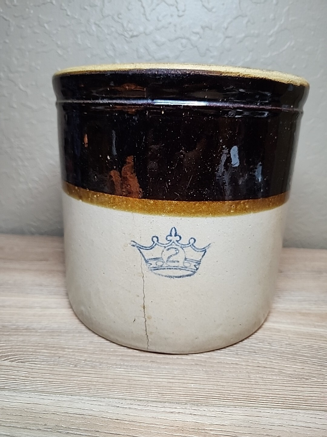 Antique CROCK 2 tone Robinson Ransbottom Blue Crown Stoneware 2 gallon 9" Glazed | eBay US