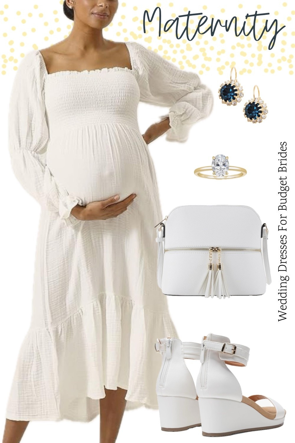 Darling shower outfit idea for the pregnant bride to be. From Amazon. 

#babyshowerdresses #travelring #maternitydresses #whitewedges #amazondresses #bumpfriendlydresses #bridalshowerdress

#LTKBump #LTKSeasonal #LTKWedding