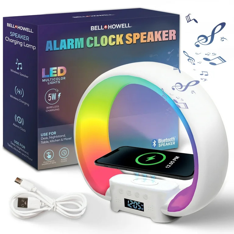 Bell+Howell Digital Alarm Clock for Heavy Sleepers, Bluetooth Speaker with Built in Wireless Char... | Walmart (US)