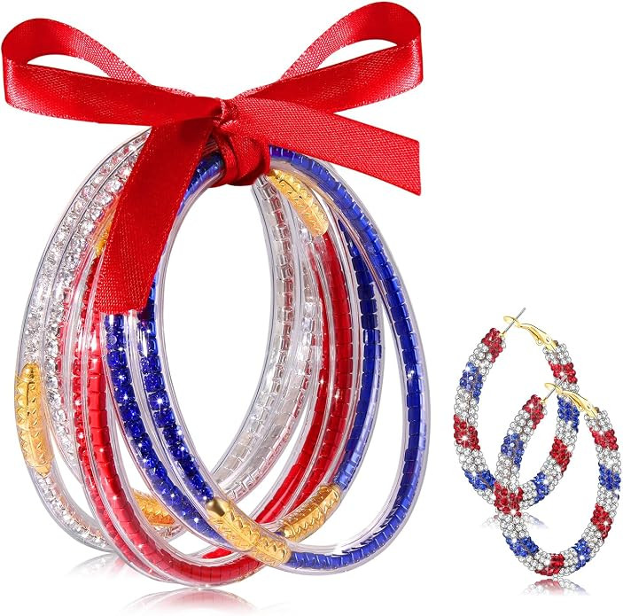 FAERLIIRY Mardi Gras Bracelets Glitter Jelly Bangles Glitter Filled Jelly Silicone Bracelets for ... | Amazon (US)
