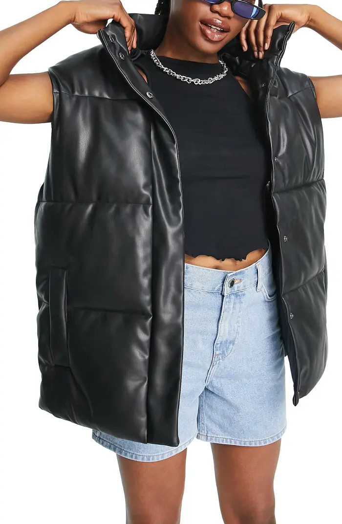 Oversize Faux Leather Vest | Nordstrom