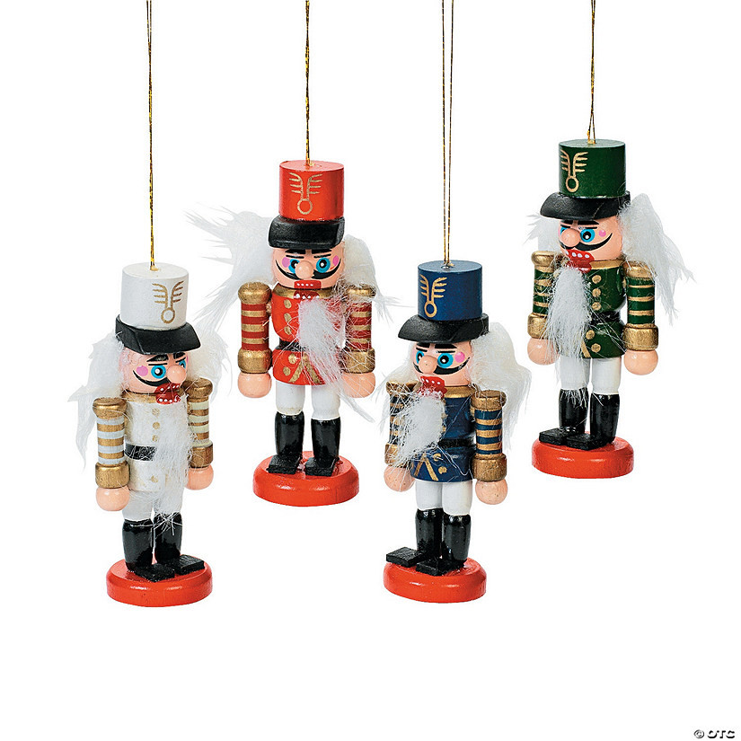 2 3/4" Nutcracker White, Red, Blue & Green Wood Christmas Ornaments - 12 Pc. | Oriental Trading Company