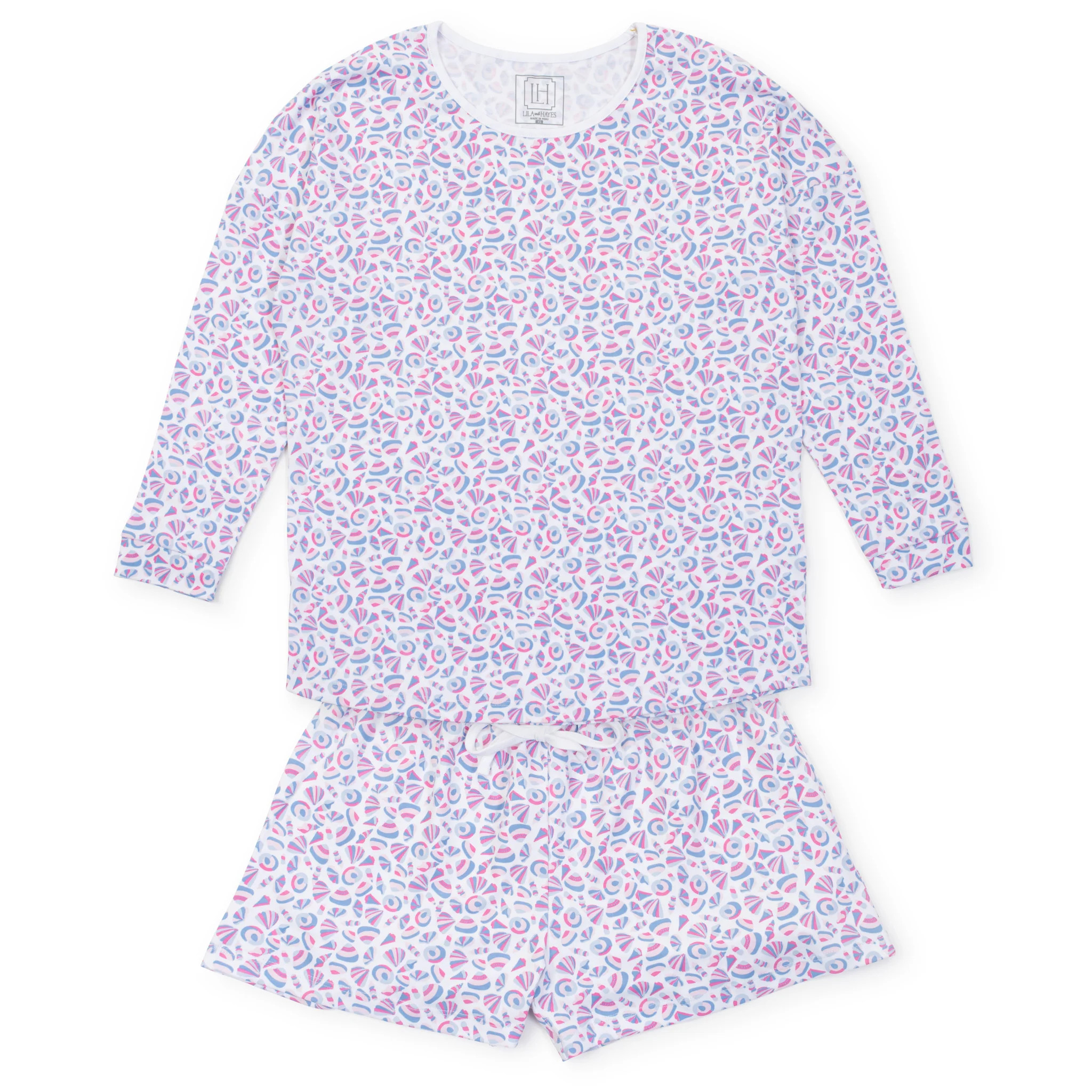 Anna Women's Longsleeve Top Short Set - Seashells on the Seashore | Lila and Hayes