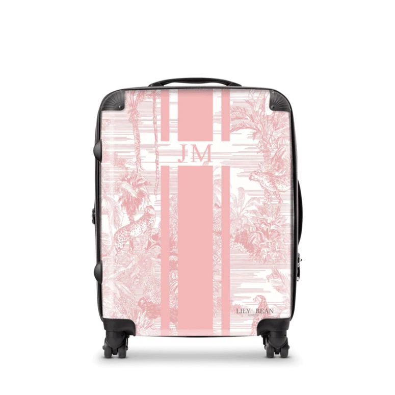 Lily & Bean personalised Tropical Luggage Pastel Pink | Lily and Bean