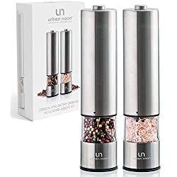 Electric Salt and Pepper Grinder Set - Battery Operated Stainless Steel Mill with Light (Pack of ... | Amazon (US)