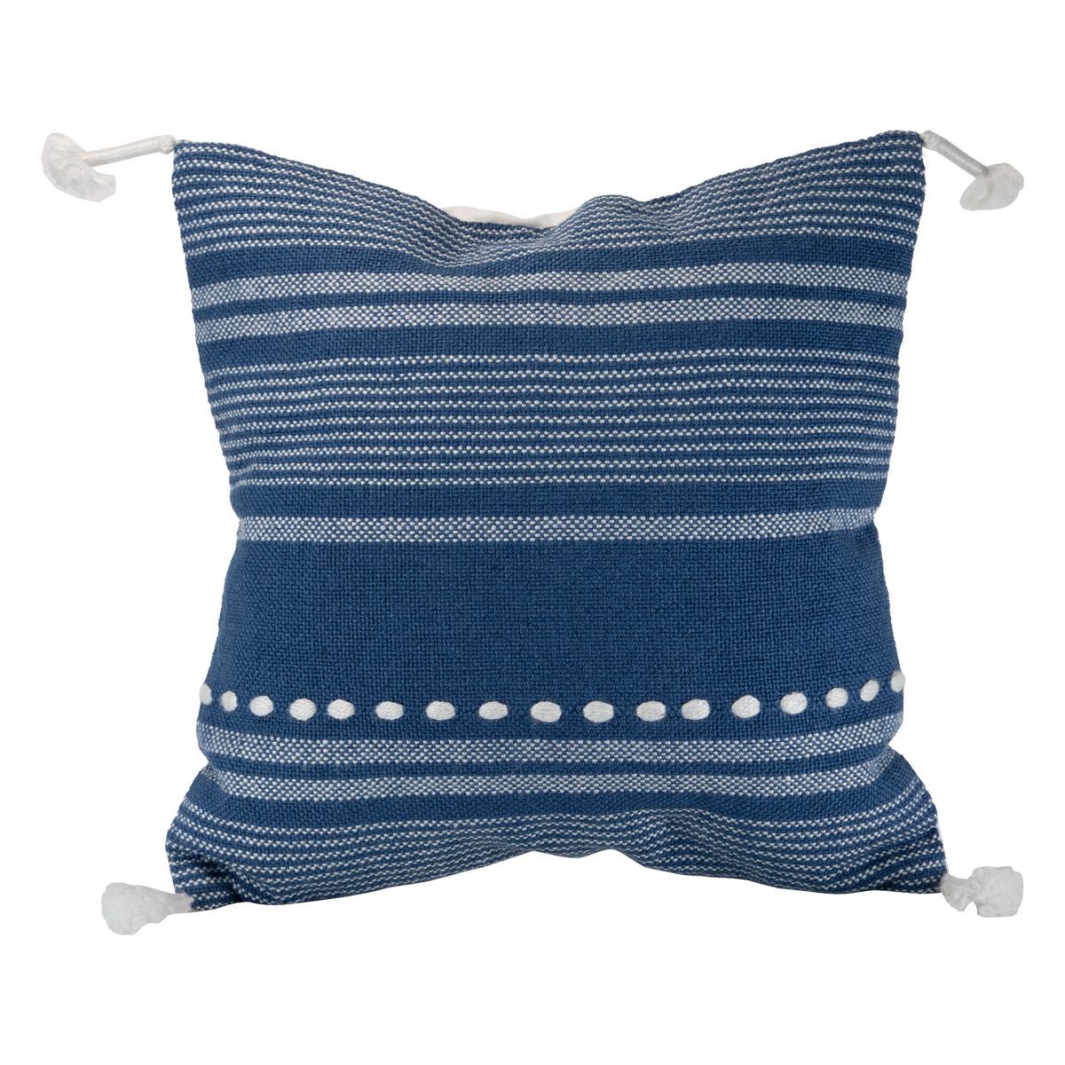 Blue Striped Hand Woven Outdoor Decorative Throw Pillow with Hand Tied Tassels - Foreside Home & ... | Target