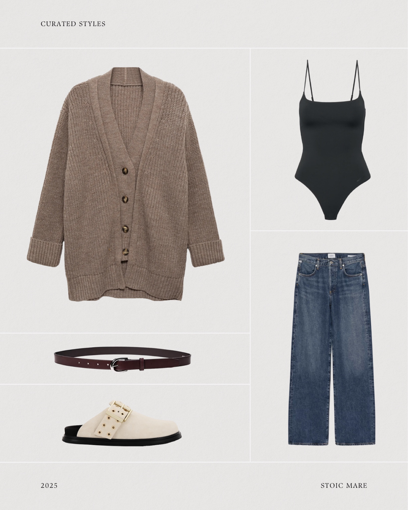 Cozying up on this snowy day here in the Midwest with an oversized cardigan, clog mules, loose fit jeans, and wool socks.