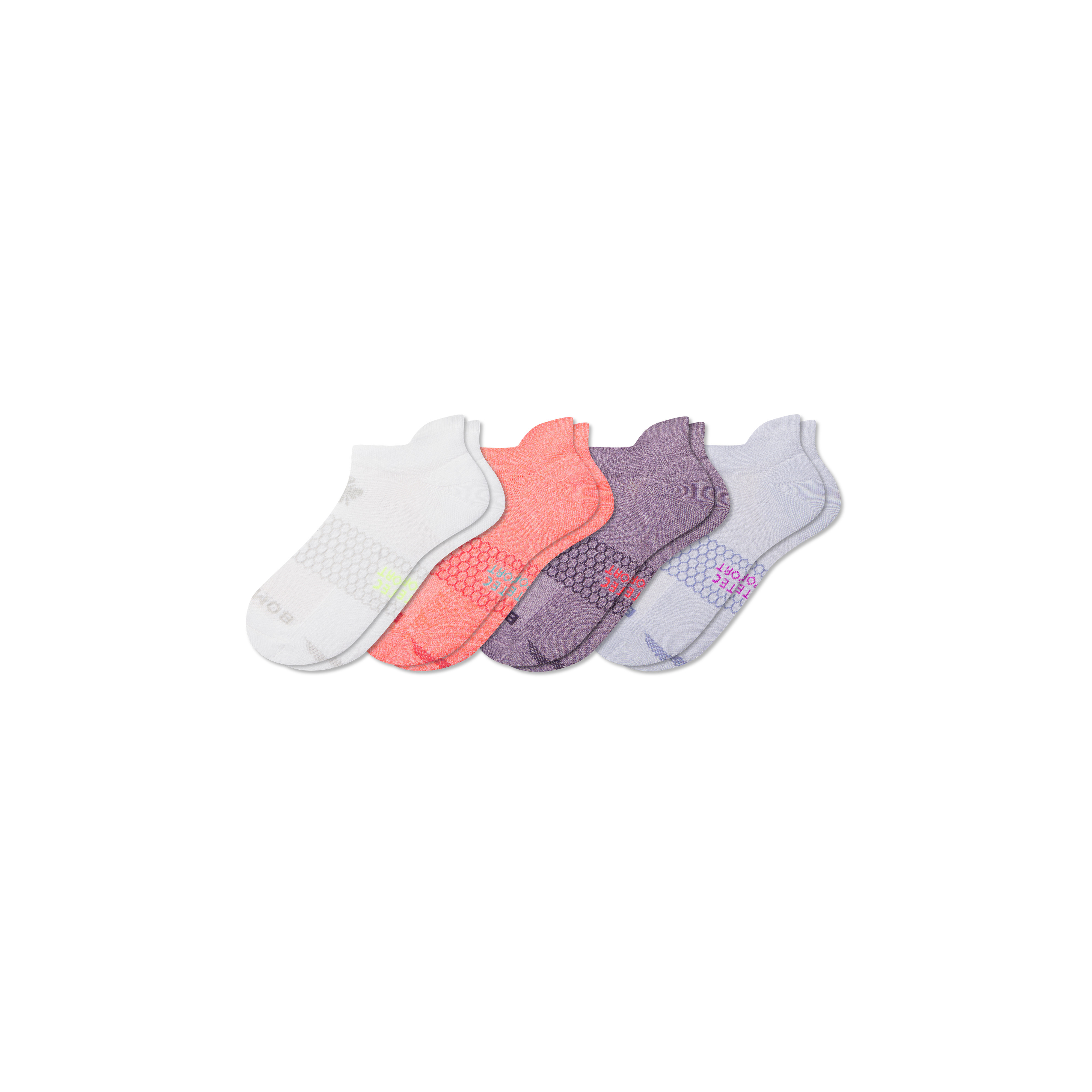 Women's All Sport Ankle Sock 4-Pack - Lavender Peach Mix - Large - Cotton Blend - Bombas | Bombas