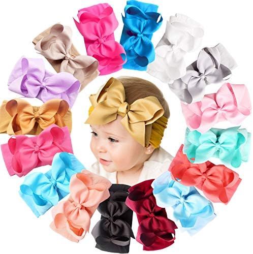 16 Colors Baby Nylon Knotted Headbands Girls Big 6 inches Hair Bows Head Wraps Infants Toddlers H... | Amazon (CA)