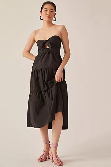 Strapless Tie-Front Midi Dress | Anthropologie (US)