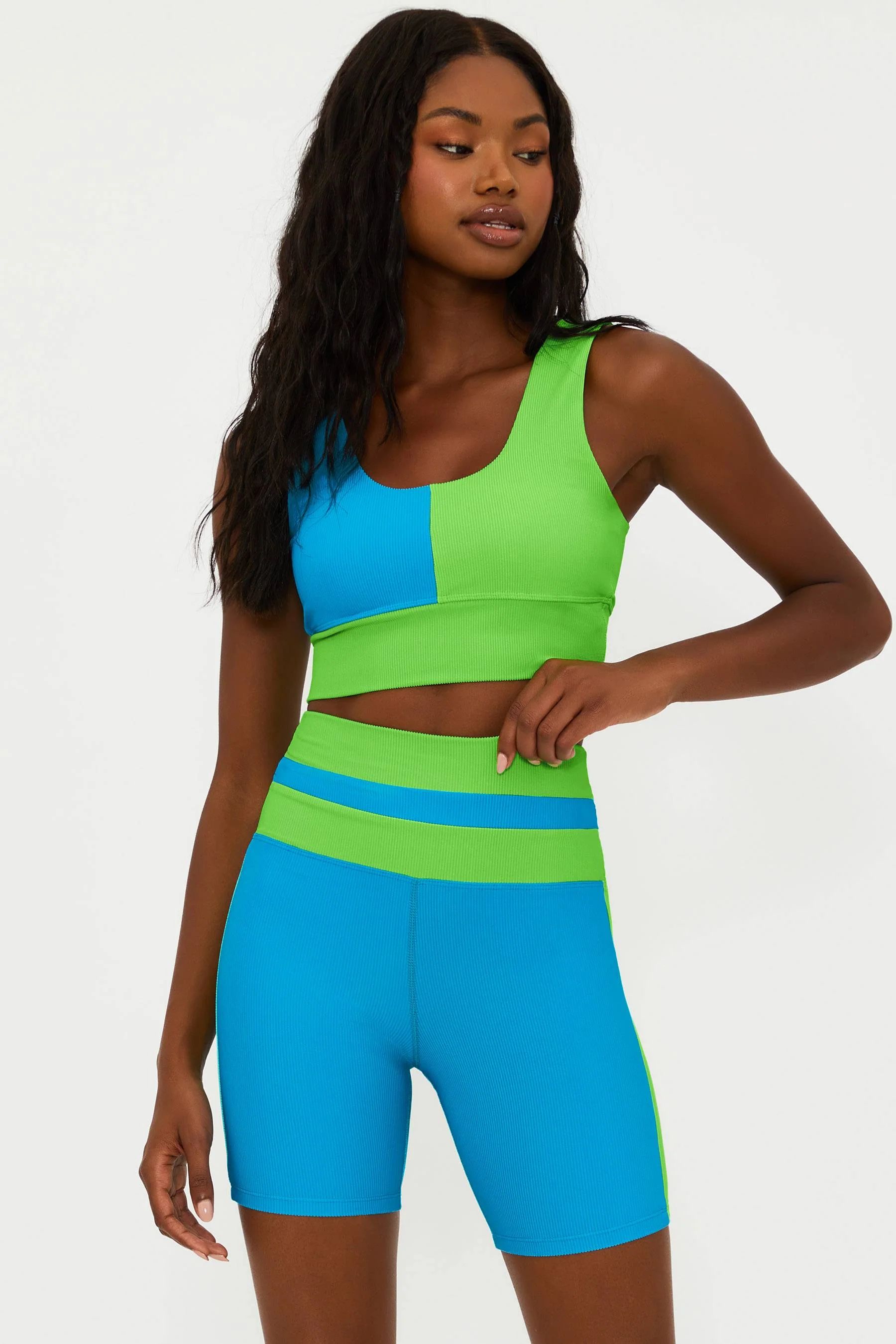 Carina Top Palm Green Colorblock | Sports Bra | Beach Riot | Beach Riot