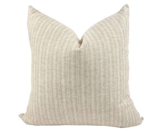 FINN | Cream and Tan Stripe Pillow Cover, Hmong Pillow, Farmhouse Pillow, Cream Stripe Pillow, Ne... | Etsy (US)