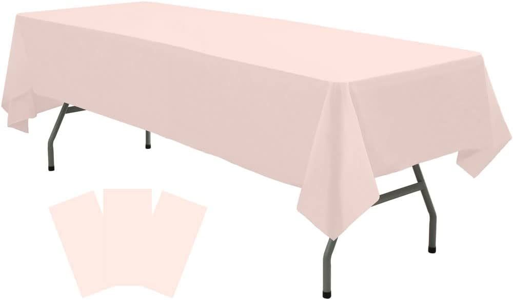 Plastic Light Pink Tablecloths 3 Pack Disposable Table Covers 54" x 108" Baby Pale Pink Table Clo... | Amazon (US)