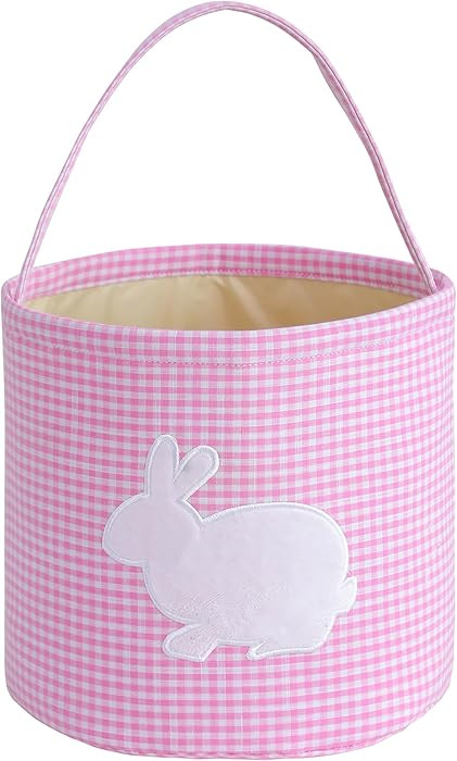 Bunny Easter Basket, Classic Gingham Easter Bucket Bag for Easter Egg Hunts Party Favor Decoratio... | Amazon (US)