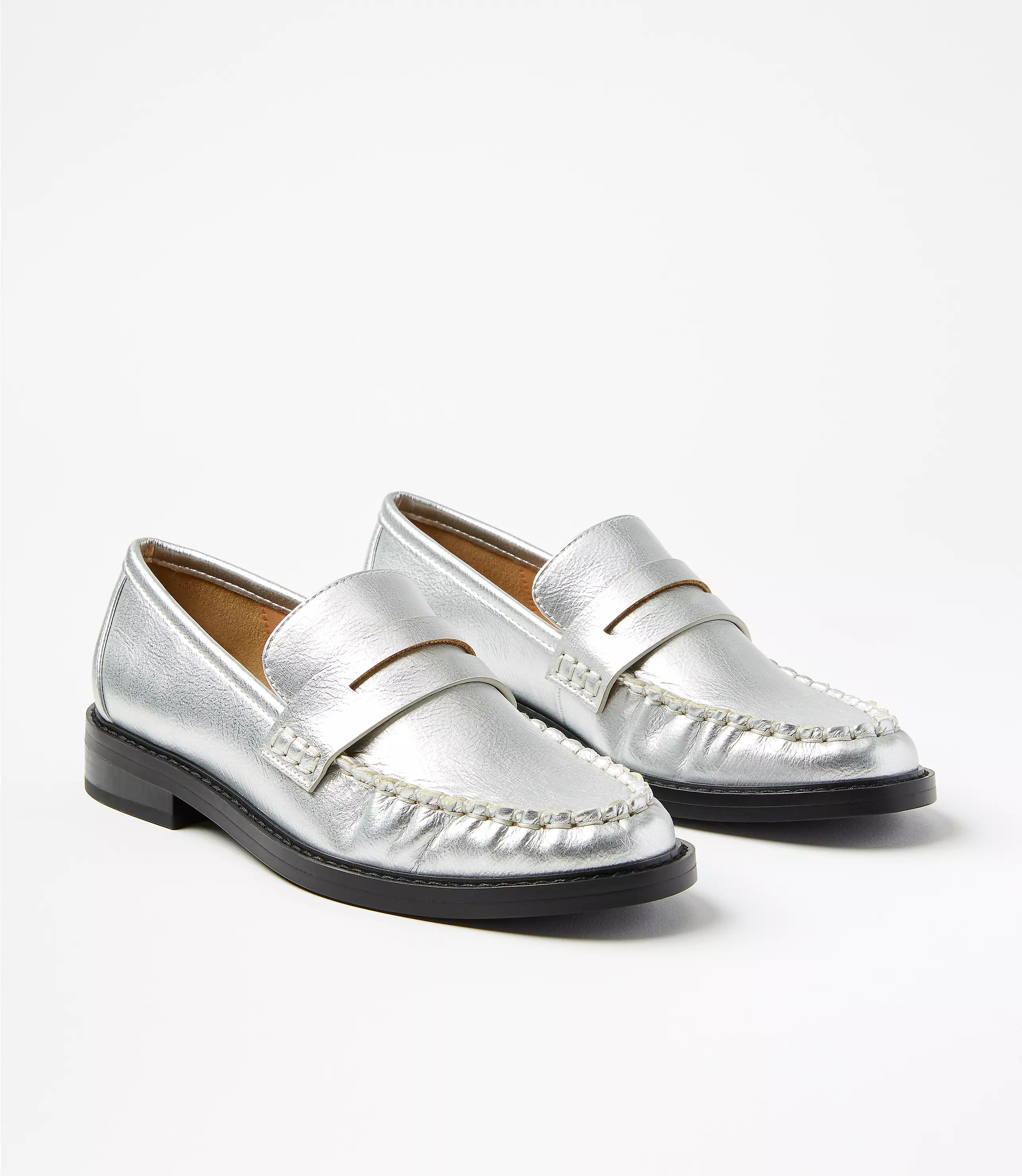 Metallic Modern Penny Loafers | LOFT