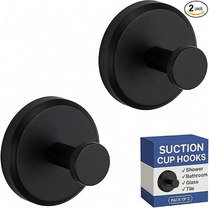 HOME SO Suction Cup Hooks for Shower & Bathroom Towel Holder 2-Pack – Suction Cups Hooks for Ha... | Amazon (US)