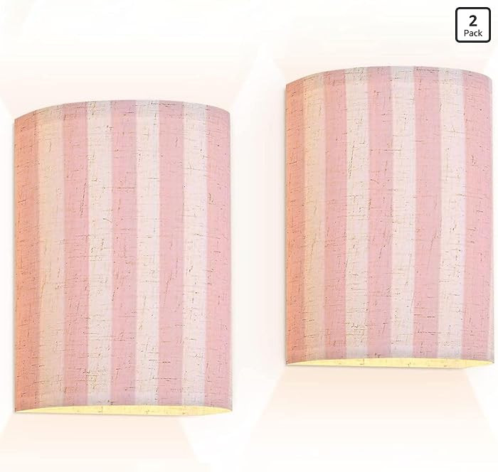 Wall Sconces Set of Two Battery Operated Pink Pattern Cute Wireless Plug in Wall Lights Fixtures ... | Amazon (US)
