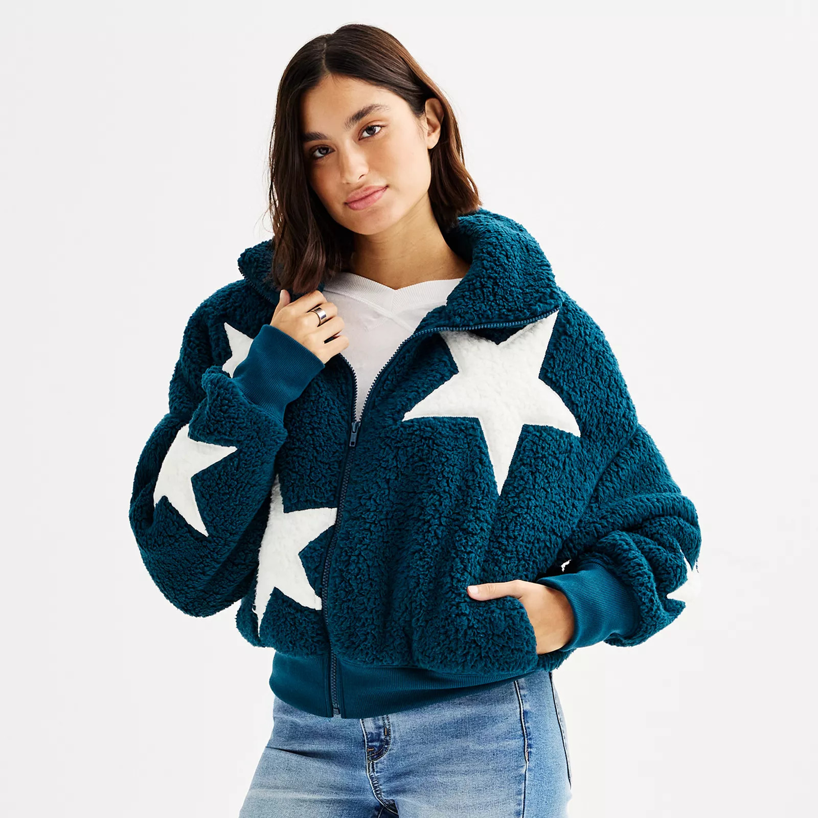 Juniors' SO® High Pile Full-Zip Jacket | Kohl's