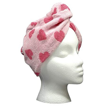 Turbie Twist Cotton Hair Towel (Pink Heart Light) | Walmart (US)
