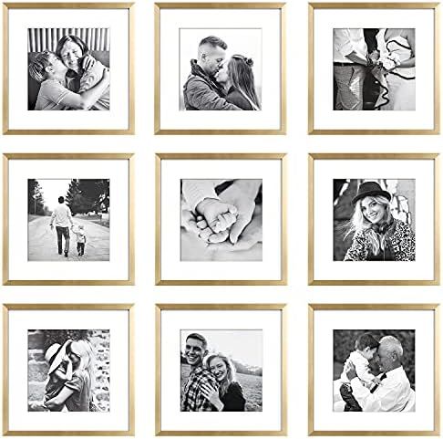 ArtbyHannah 9 Pack 12x12 Gold Square Picture Frames Collage Set for Gallery Wall Art Decor or Wal... | Amazon (US)