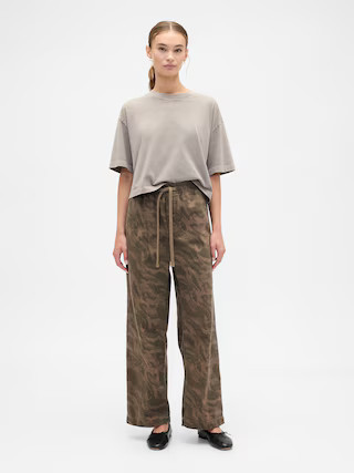 High Rise Pull-On Print Wide-Leg Jeans | Gap Factory