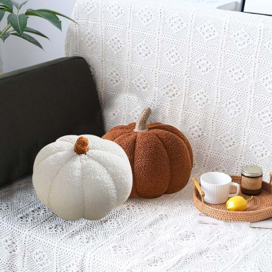 2PC Pumpkin Throw Pillow 7.8”Halloween Pumpkins Plush Pillow 3D Pumpkin Throw Pillow Pumpkin So... | Amazon (US)