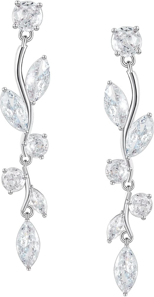 SWEETV Vine Wedding Earrings for Brides, Bridesmaids Earrings Gifts, Leaf Bridal Drop Earrings, S... | Amazon (US)