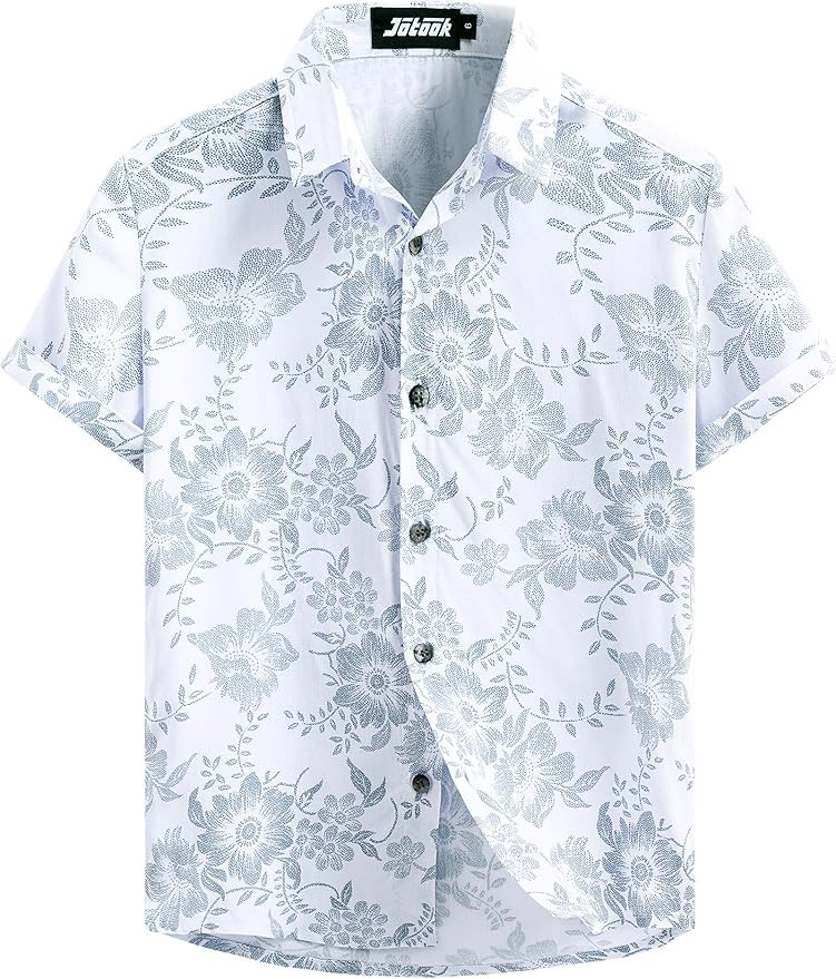 JOTOOK Boys Hawaiian Shirt Short Sleeve Button Down Shirt Casual Floral Tropical Beach Shirts 6-1... | Amazon (US)