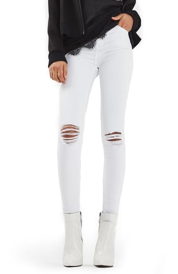 Women's Topshop Jamie Ripped Skinny Jeans, Size 36 x 32 - White | Nordstrom