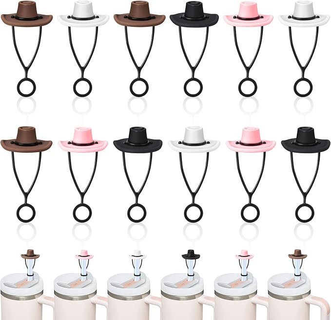 ZCFOIKAN 12 Pcs Cowboy Hat Straw Topper, Silicone Cowboy Hat Straw Covers, Straw Toppers for Stan... | Amazon (CA)
