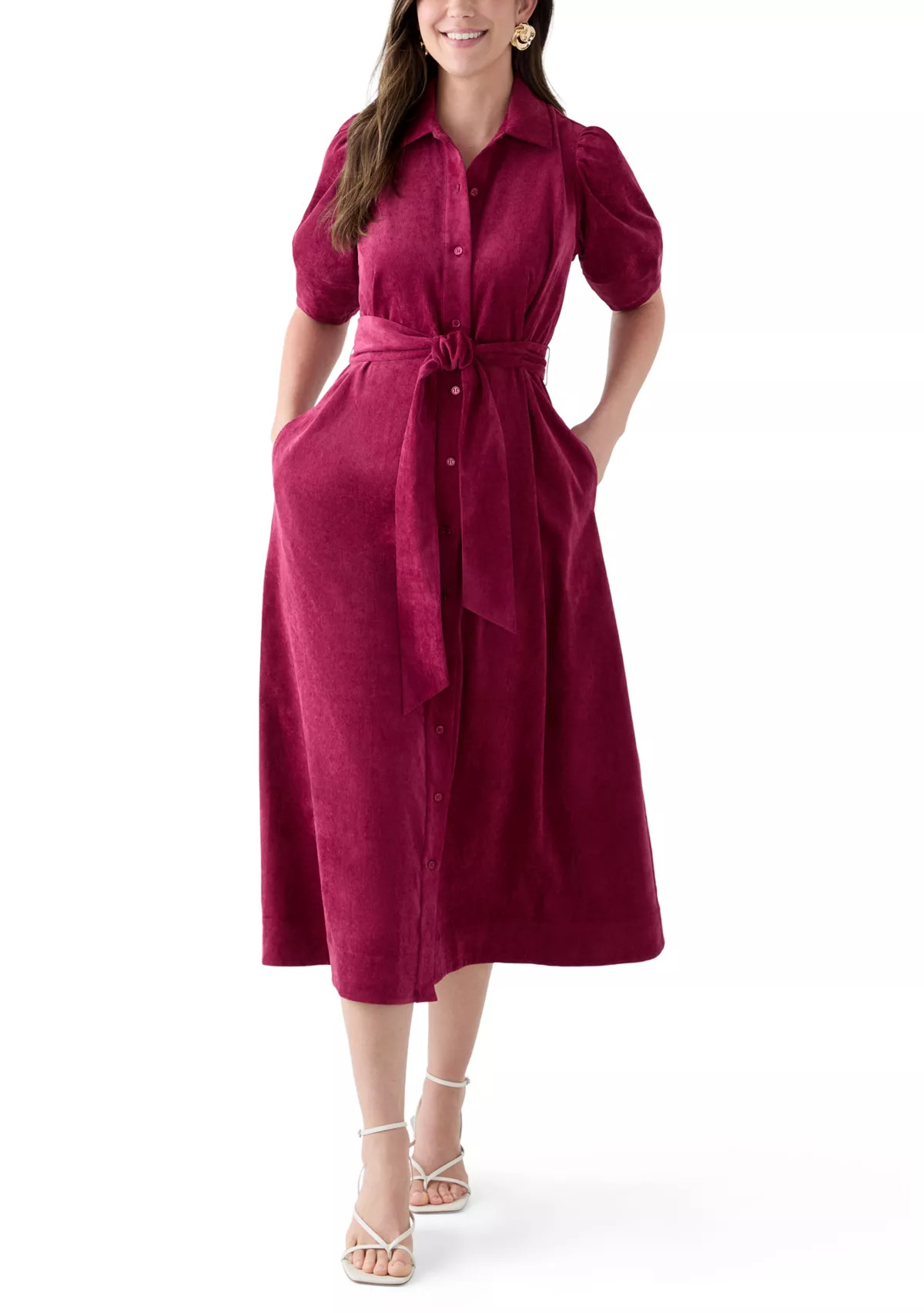 Women's Elbow Sleeve Corduroy Maxi Dress | Belk