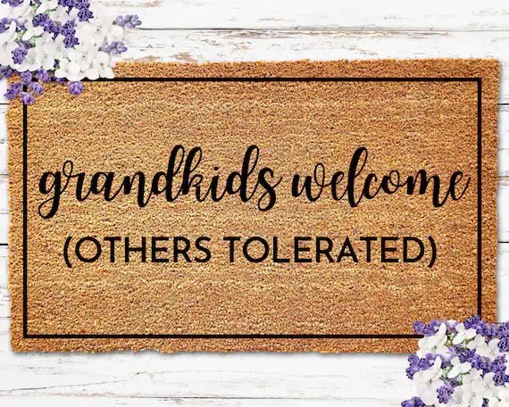 GrandKids Welcome Others Tolerated Doormat for Grandparents Gifts Christmas Gifts, Welcome Mat, H... | Etsy (US)
